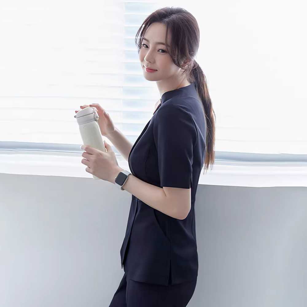 뷰티샵 유니폼 블랙 단체복 직원 여성 반팔 에스테틱 - 상세 이미지 2