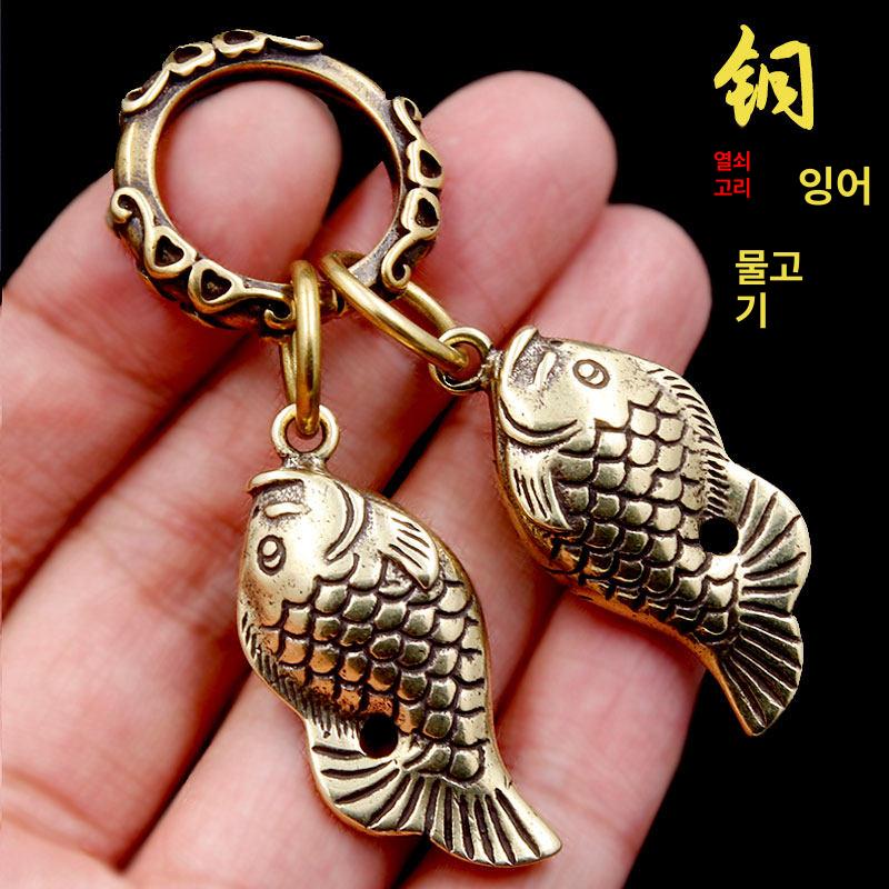 황금 걸이 미니 물고기 러블리 자동차 펜던트 선물 남녀 소형 고급 물고기 링 - 상세 이미지 2