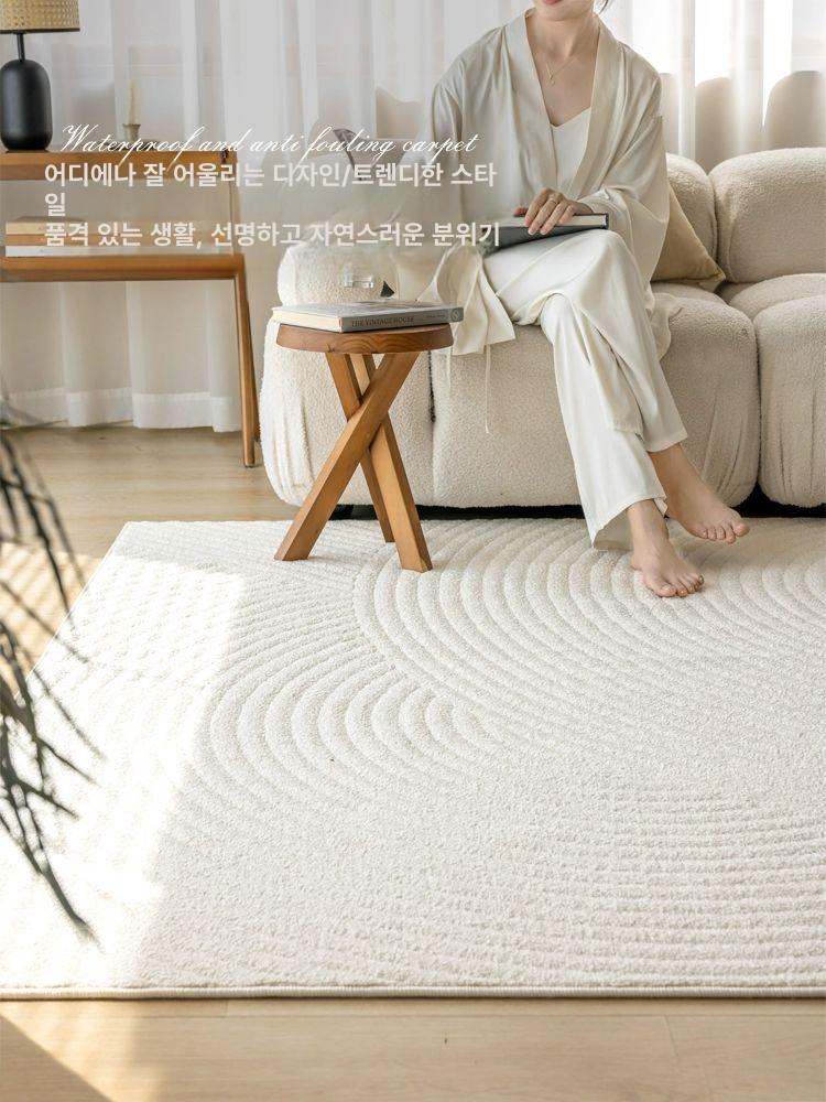 대형 방수 카페트 고양이러그 원형 여름 사계절 침실 먼지없는 - 상세 이미지 5
