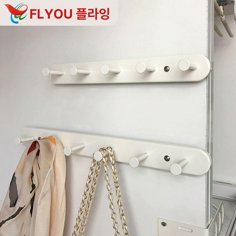 인출식옷걸이 슬라이딩 레일행거 공간활용 445mm 화이트 6개 후크 - 상세 이미지 3