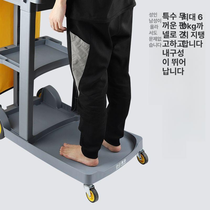 청소 카트 쓰레기통 객실 수거함 업소용 청소카트 린넨 그레이 카트 - 상세 이미지 4