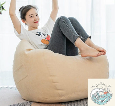 MugiwaraOEM 우솝상점 트랜디한 빈백 소파 아이보리 1호 가벼운 휴식 충전재 거실쿠션 1인용쇼파