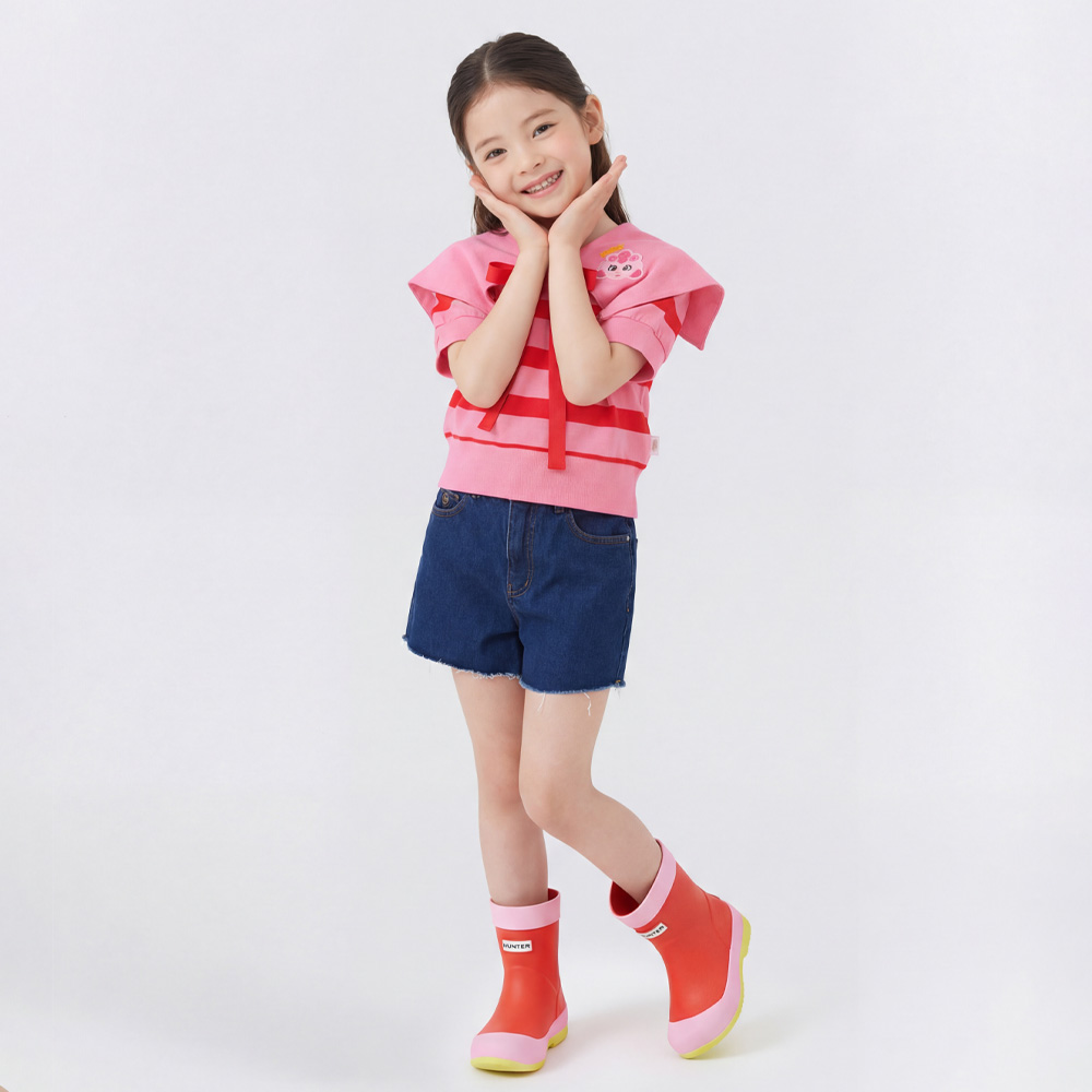 티니핑 여아 빅카라 스트라이프 5부 반팔티 하츄핑 티셔츠 - 상세 이미지 2