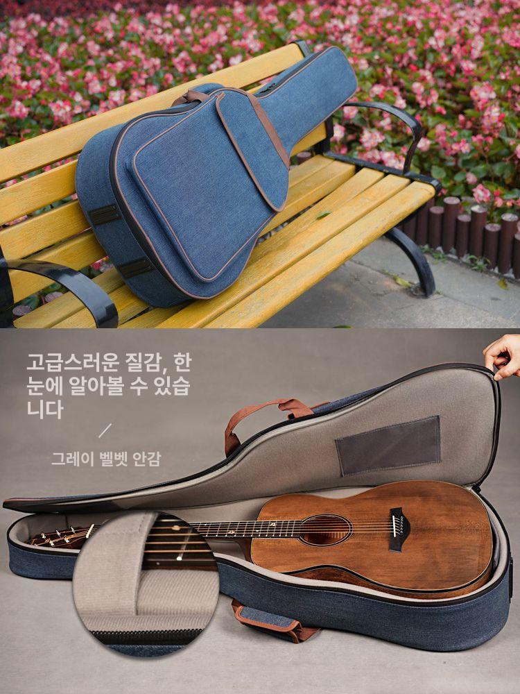 데님빈티지 기타 소프트커버 케이스 어쿠스틱 포크 가방 40 41인치 데님 가방 BU - 상세 이미지 2