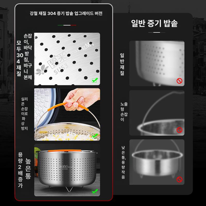 채반 밥솥 트레이 내솥 탄수화물 가정용 저칼로리 저당 1.2L 1인용 - 상세 이미지 3