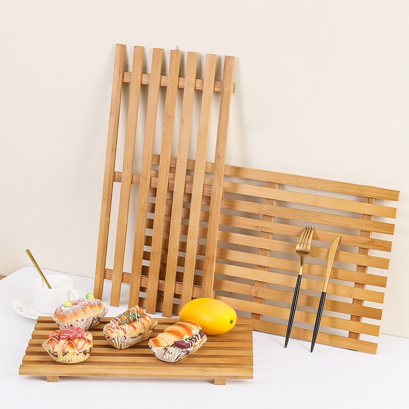 빵 진열대 디저트 나무 판 음식 다용도 베이스 주방 수납장 원목 패드 그릴 전시 장식 35x30x2.2cm 오동나무 - 상세 이미지 3