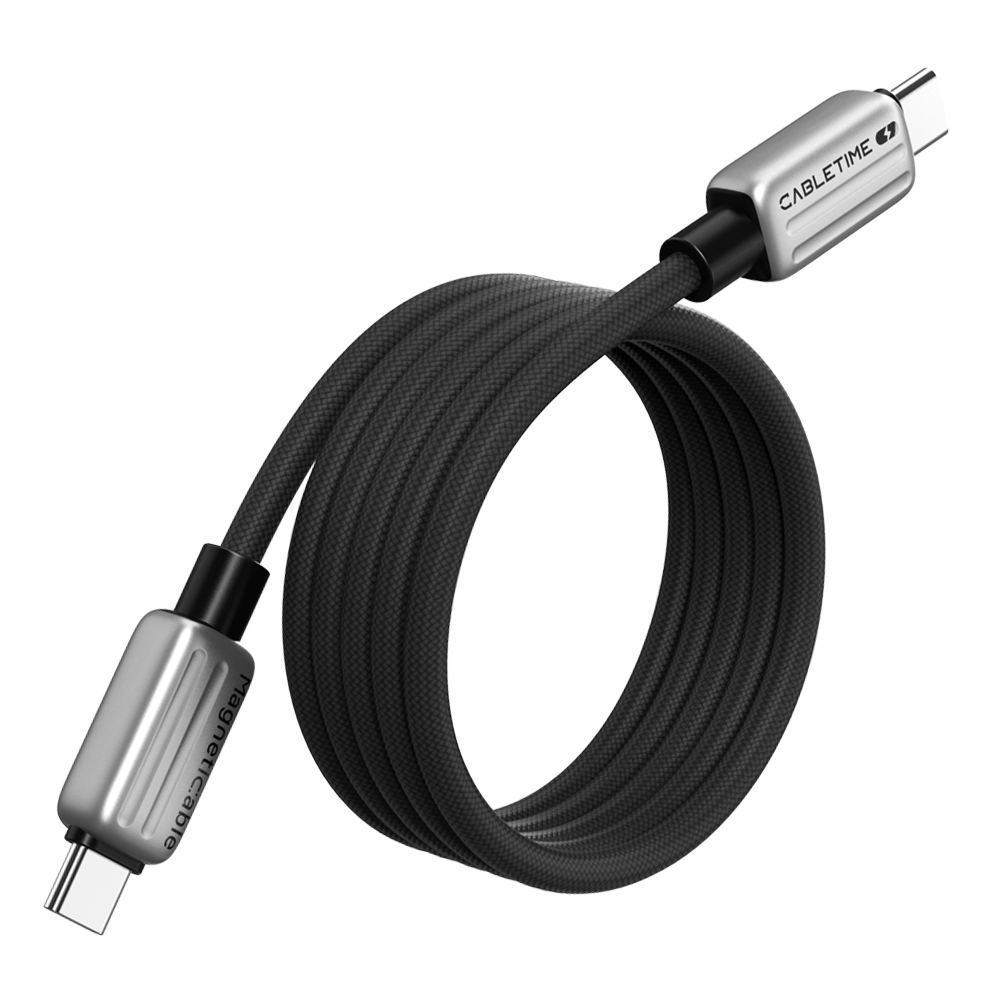 케이블타임 마그네틱 240W PD3.1 C to C타입 고속충전케이블 블랙, 1개, 2m - 상품 이미지
