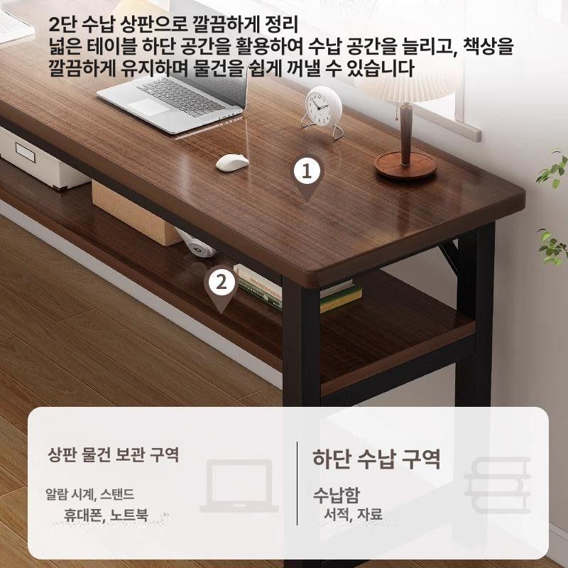 창가테이블 좁고 보조 폭좁은 1단 카페 긴 거실 슬림 이중층 헤어라인 블랙 오크 120cm - 상세 이미지 3