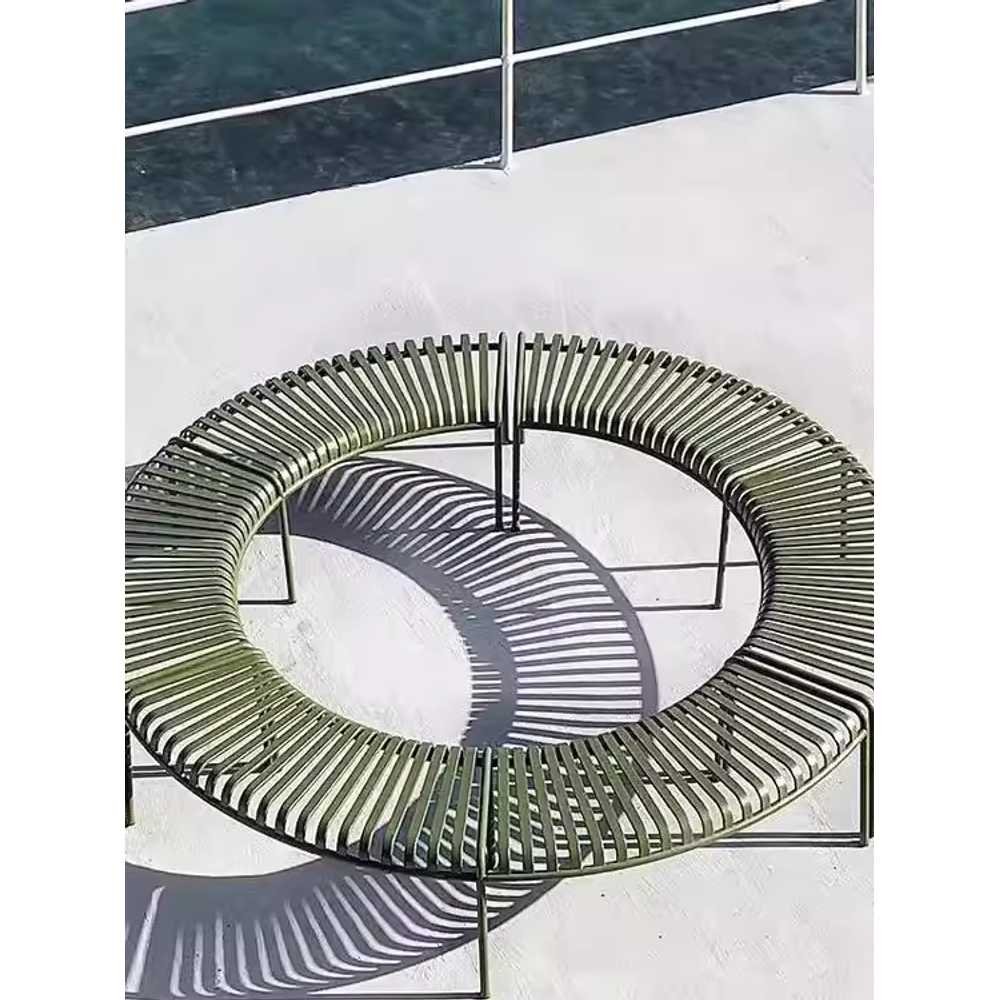 공원 벤치 의자 야외 철제 프레임 곡선형 원형 학교 벤치 이미지 7