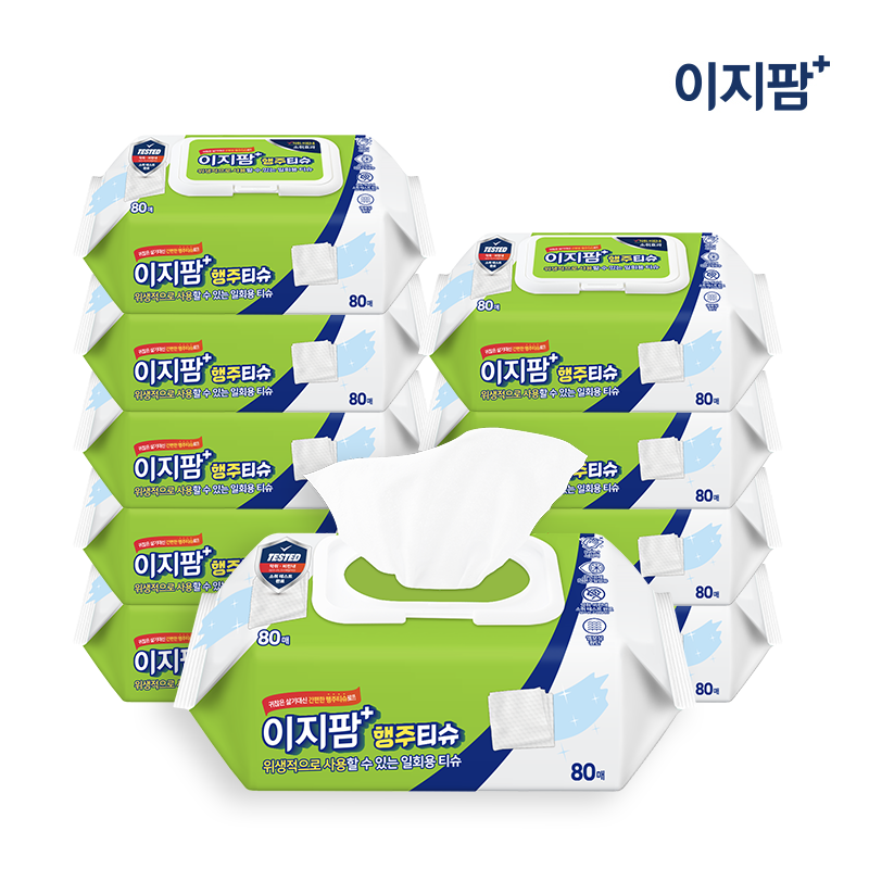 이지팜 주방 만능 행주티슈 캡형 80매 x 10팩 - 상품 이미지