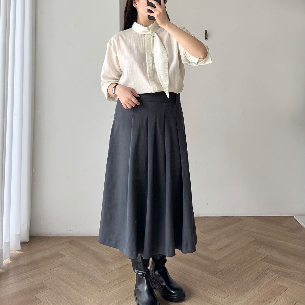 봄타이블라우스 실크루즈핏셔츠 77-88여리핏 하객룩 출근룩 이미지 7
