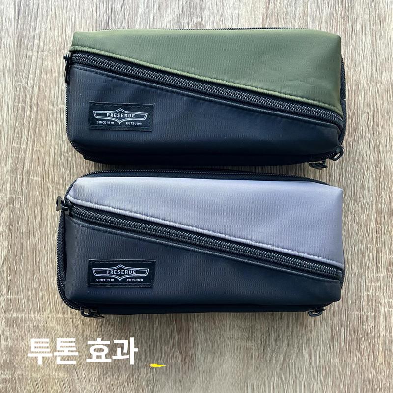 파우치 수납형 투명 확장형 펜슬 각인 가능 대학생 볼펜 그린 - 상세 이미지 5