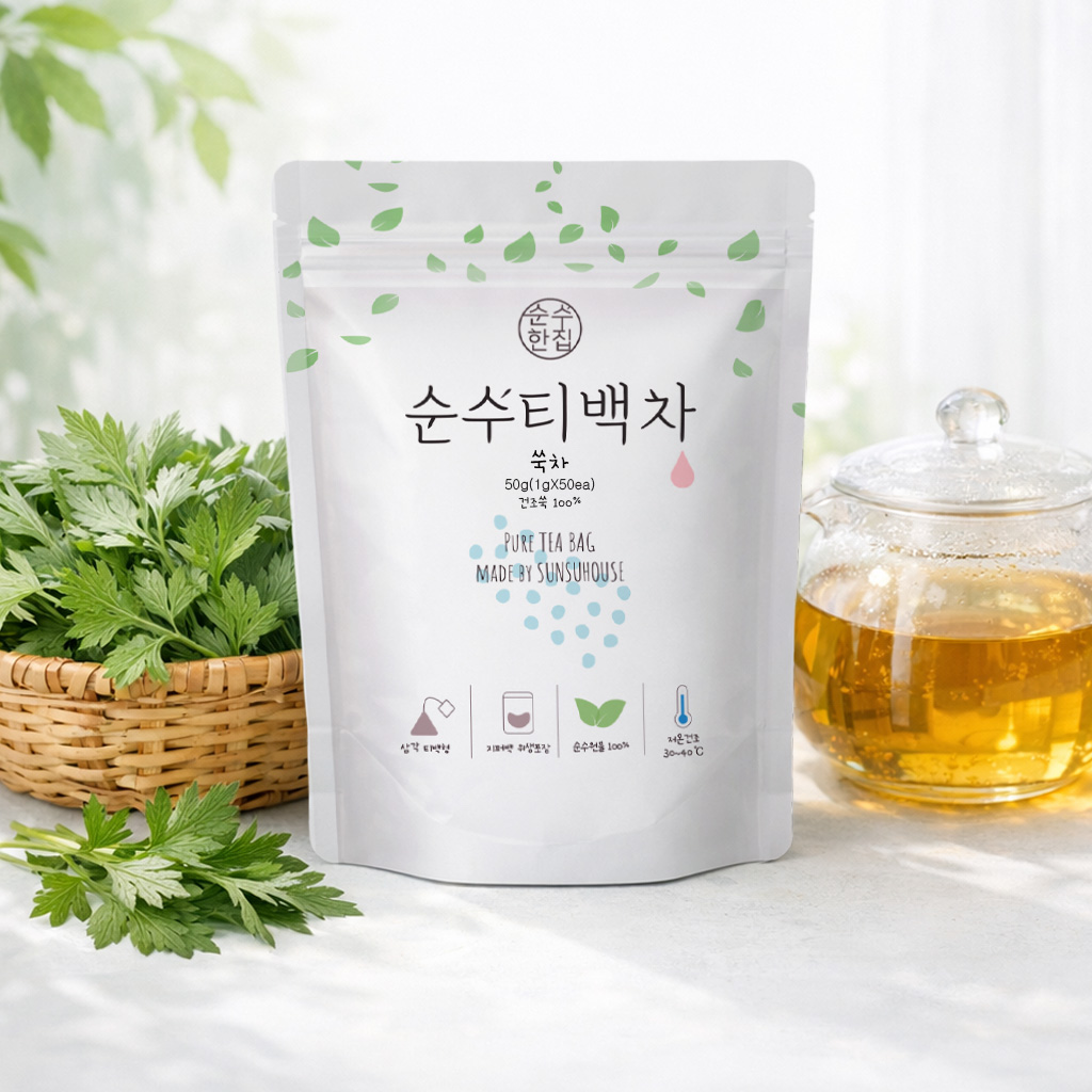 순수한집 국산 쑥차 티백 50개입 이미지 4
