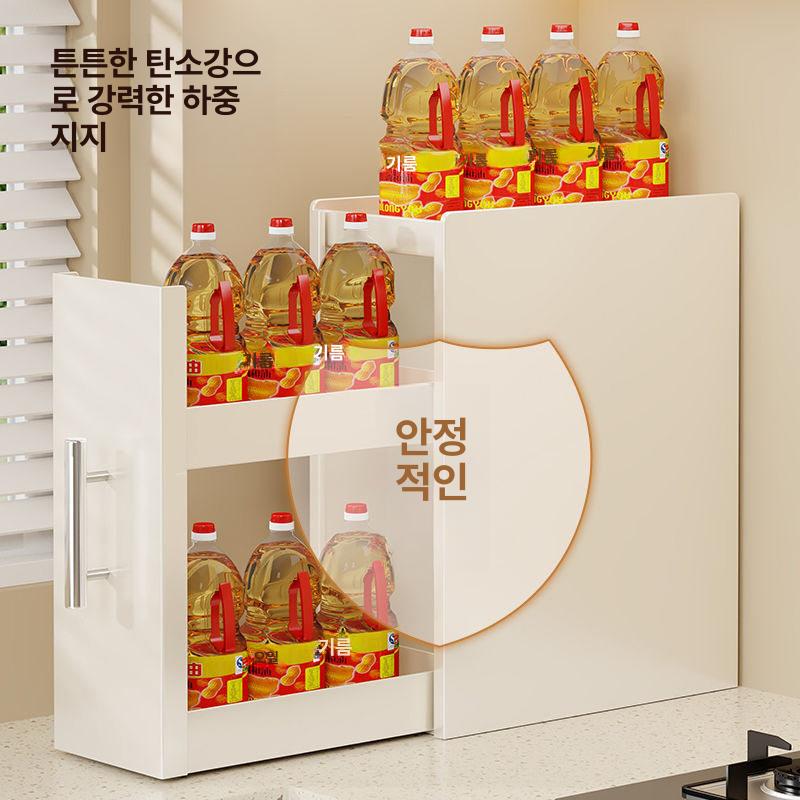 주방 슬라이딩 양념선반 씽크대 그릇 무타공 길이조절 11.5cm 2칸 - 상세 이미지 4