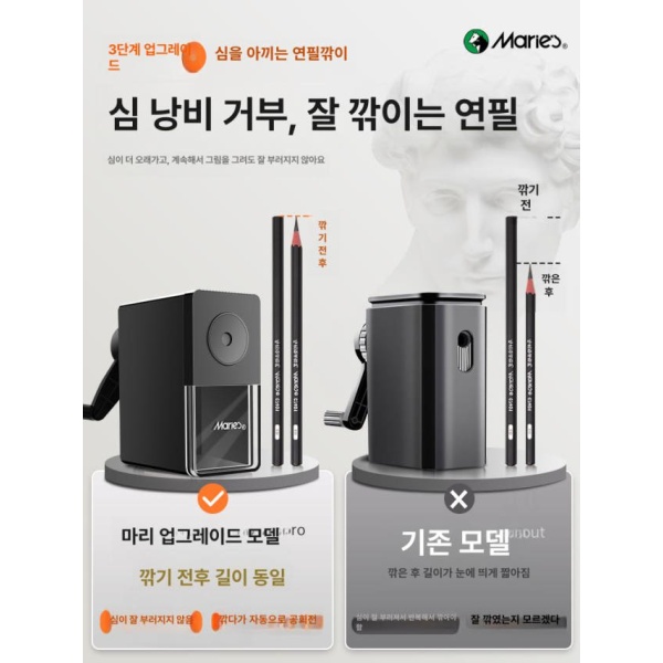 최고급 미술용 전문가용 연필깎이 심조절 드로잉 소묘 입시 프로 맥스 5단 레버 60도 미만 5cm 프로 맥스+긴심 5단 레버 60도 미만 5cm - 상세 이미지 3