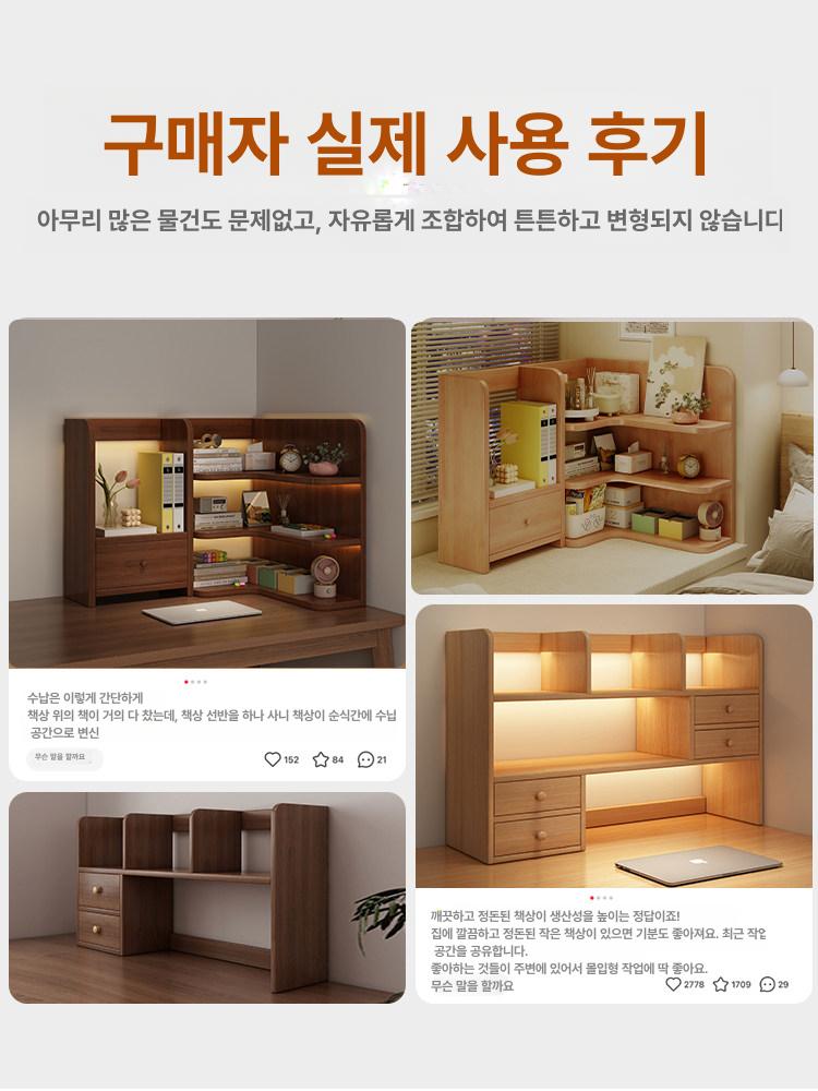 책상위책장 책꽂이 수납 정리대 책대 타입 서랍 캐비닛 도어 오른쪽 스모키 60 50x50cm - 상세 이미지 5