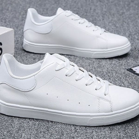 ezmobi 남녀공용 화이트 레더 로우탑 커플 매칭 데일리 신발 심플 깔끔한 디자인 착용감