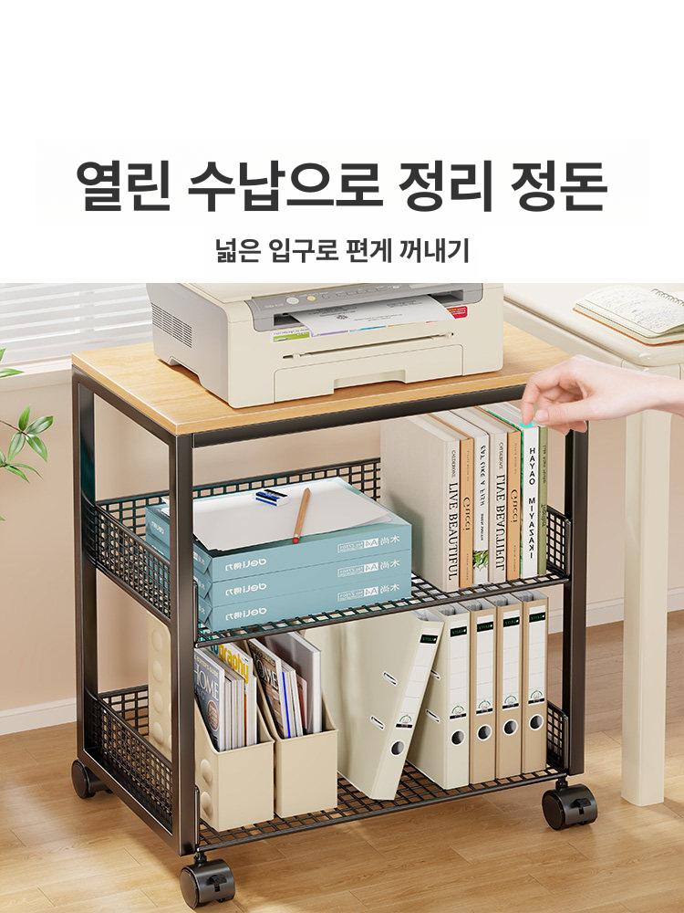 셋톱박스 수납장 공유기 모던 세로형 테이블형 조명 블랙 블랙 3단 이동식 - 상세 이미지 3