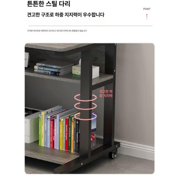 프리미엄 이동형 컴퓨터책상 2단 스터디테이블 작업용 블랙 프레임 화이트 보드 60x58x88cm 화이트 프레임 화이트 보드 60x58x88cm - 상세 이미지 5