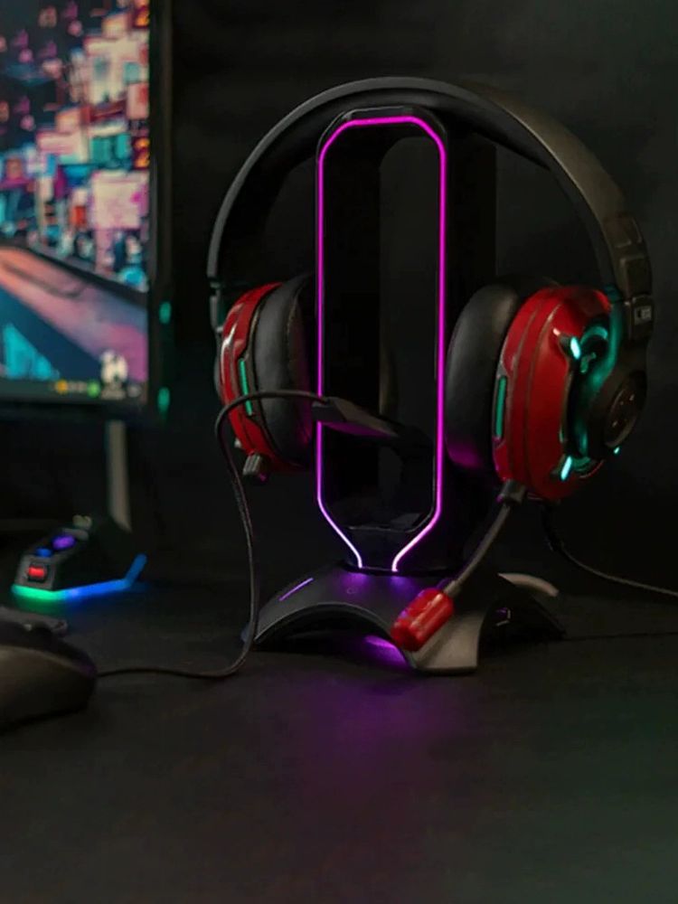 RGB 헤드셋 거치대 LED 헤드폰 스탠드 게이밍 셋업 무드등 홀더 - 상세 이미지 4