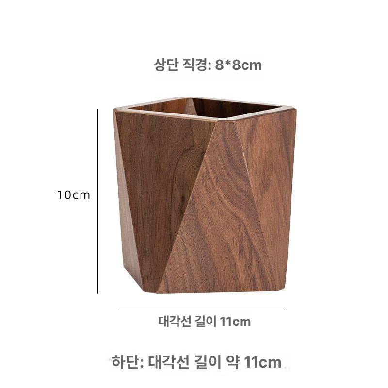 원목 조각 펜꽂이 원통형 흑호두 필통 호두나무 다용도 북미 블랙월넛 육각형 - 상세 이미지 4
