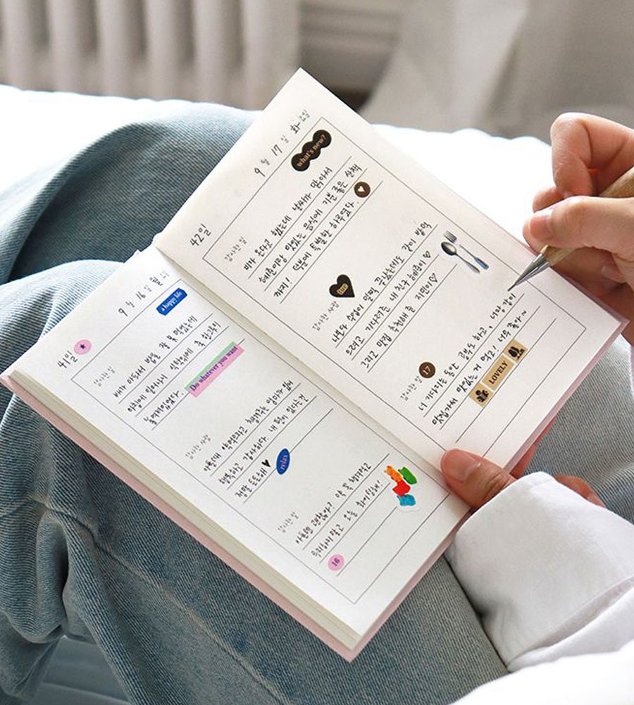세가지 감사일기 자문자답 성인 어른 마음 감정 일기장 노트 핑크, 1개 이미지 8