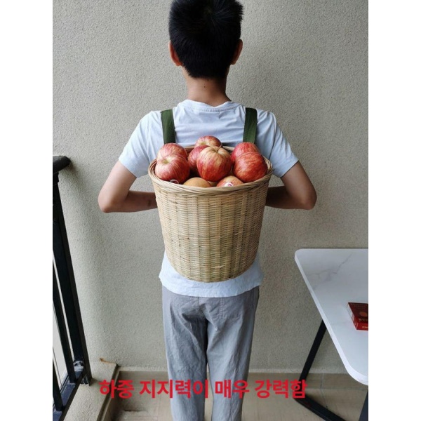 최강 수확 나물 채취용 가방 배낭 농산물 야외 약초 둥근통 소형 20 x 20cm 120cm 이하 둥근 사각 크로스바구니 소형 - 상세 이미지 4