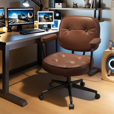 [해외]컴퓨터 의자 쿠션 사무실 회전 푹신한 가죽 체어 클래식 올리브 스펀지