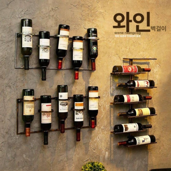 클래식 철제 엔틱 와인랙 벽걸이형 와인병걸이 인테리어 레드 수직형 와인랙 5단 앤티크브론즈 - 상세 이미지 3