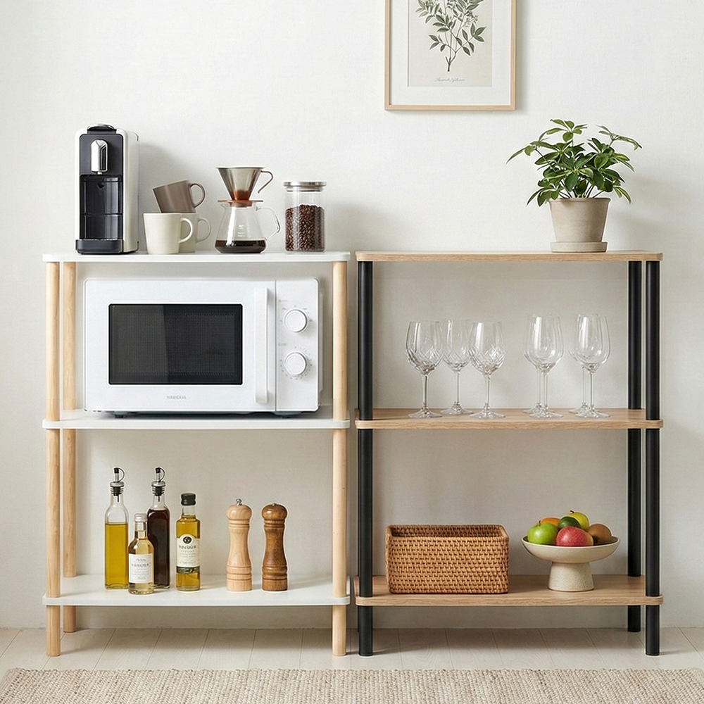 레토 전자렌지수납장 렌지대 수납선반 3단 밥솥장 주방가구