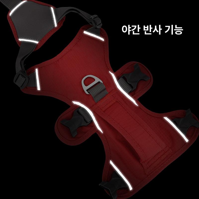 반려동물 가슴줄 하네스 대형견 중형견 산책 리드줄 세트 딥레드 XXS:추천체중 2-4kg - 상세 이미지 4