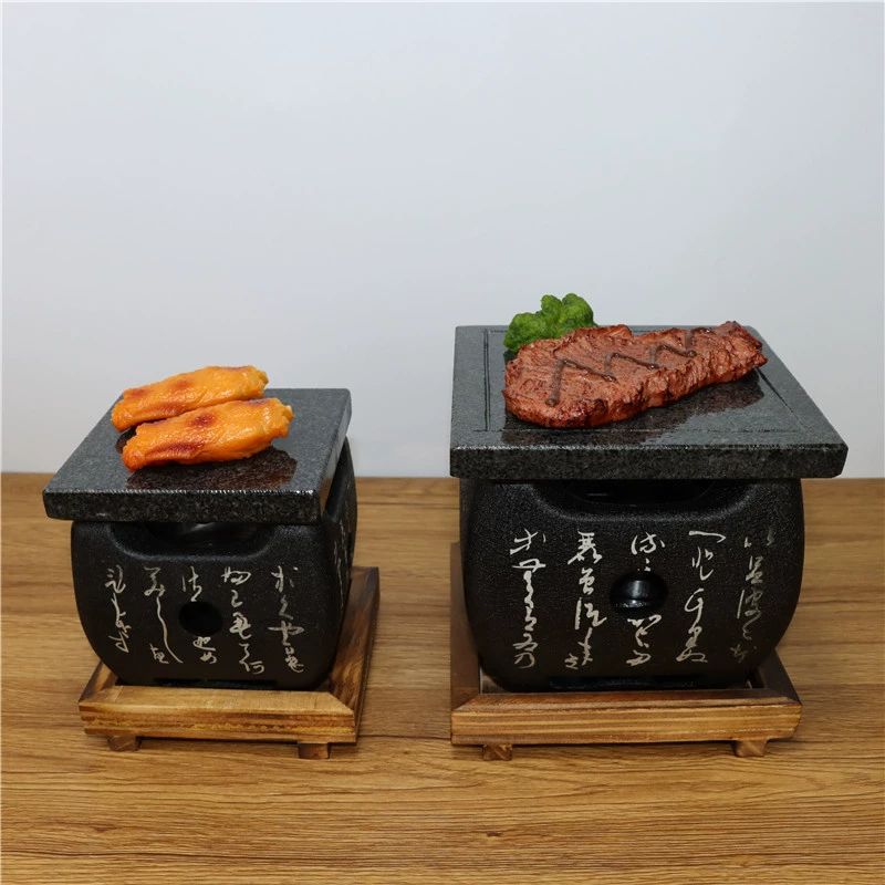 규카츠 화로 돌판 구이판 숯불 조리 고기 석재 화산석 베이킹 스토브 그릴 일식당 사각 - 상세 이미지 3