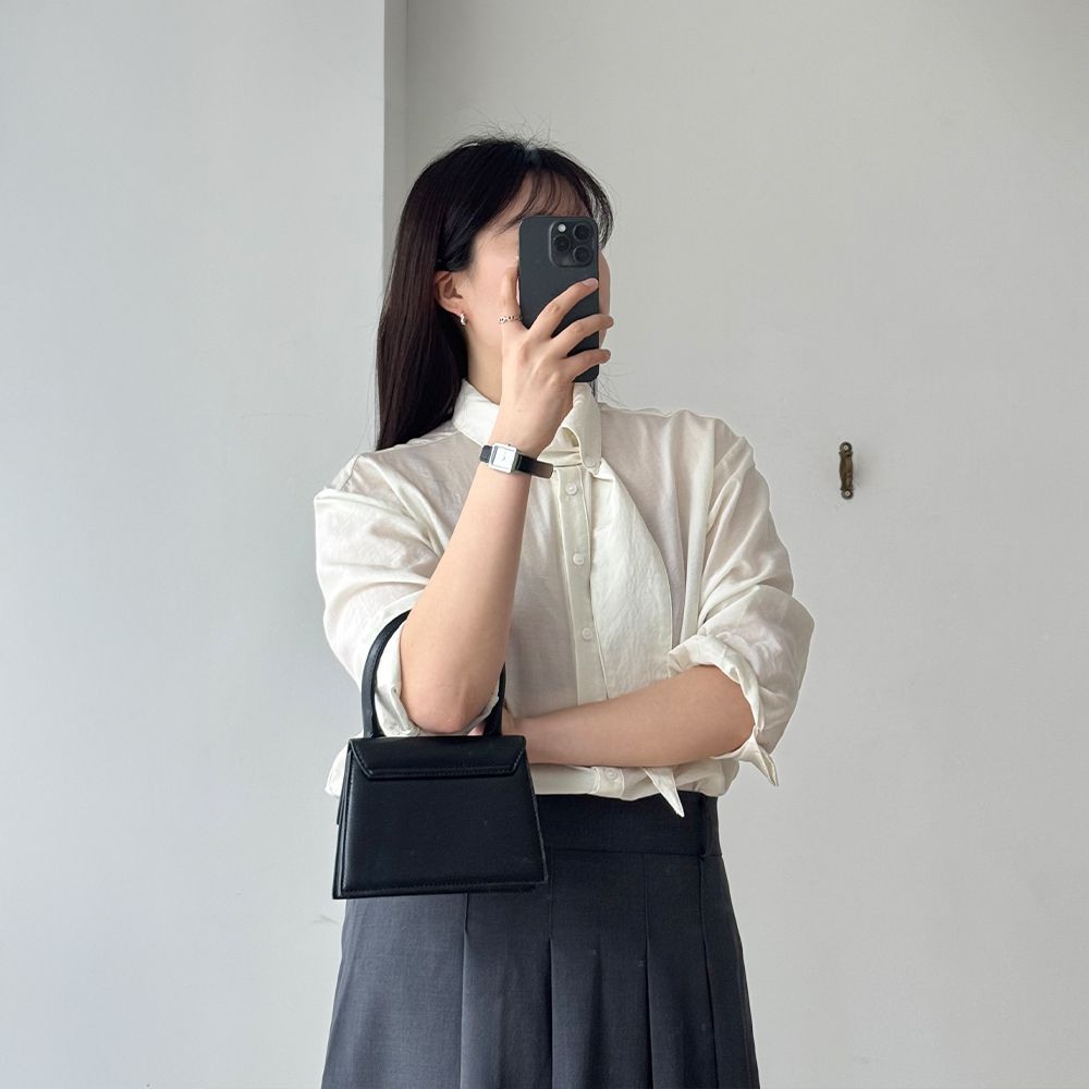 봄타이블라우스 실크루즈핏셔츠 77-88여리핏 하객룩 출근룩 - 상세 이미지 3