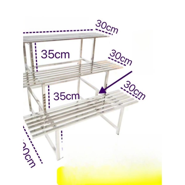 튼튼한 다육이 선반 진열대 스텐 철제 스테인레스 30cm 3칸 100cm 받침대 분재 30cm 단일칸 100cm - 상품 이미지