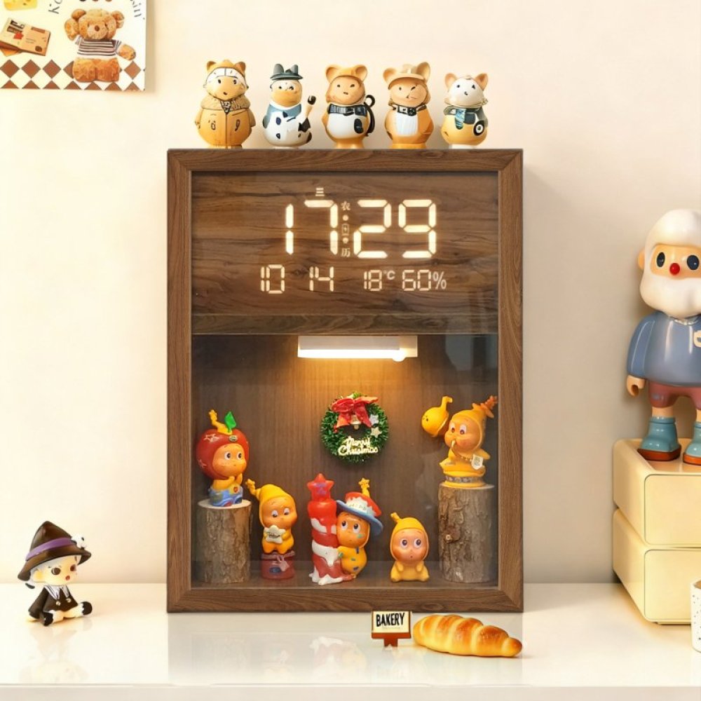 전시형시계 블라인드박스 피규어 전시용 수납 전자시계 고급 선반 세트 A 전체 크기 30x40cm - 상세 이미지 2