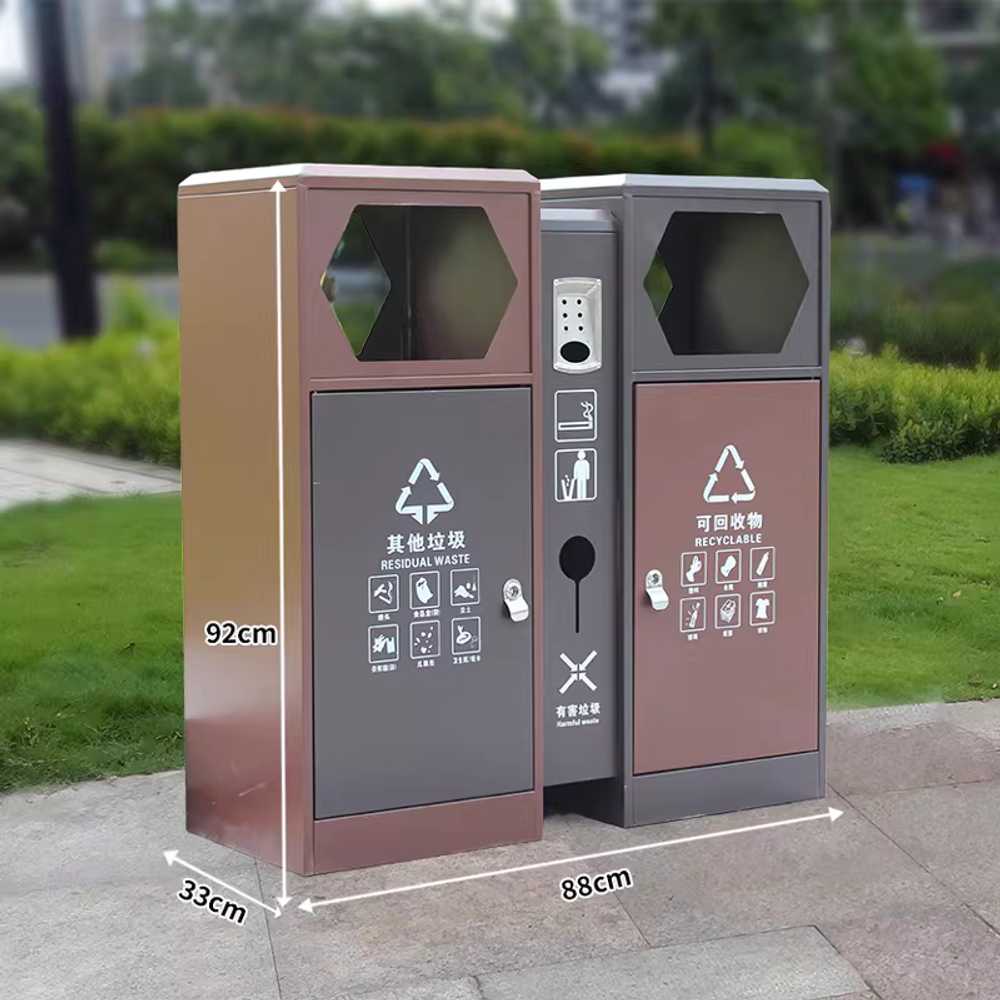 야외 분리수거함 업소용쓰레기통 오피스텔 빌라 대형 커피색 A 2 배럴 이미지 8