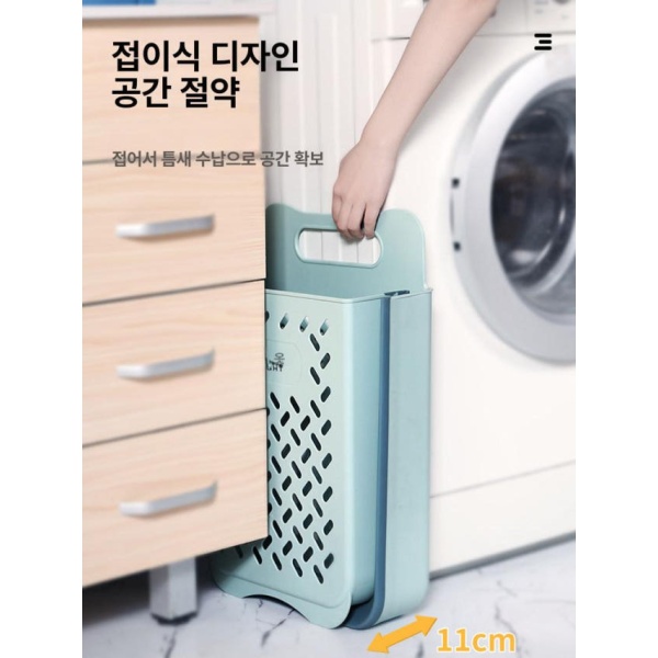 프리미엄 대형 빨래통 런드리백 그레이화이트 패브릭 햄퍼 스타일 접이식 벽걸이 스몰 스몰 그레이화이트 - 상세 이미지 3