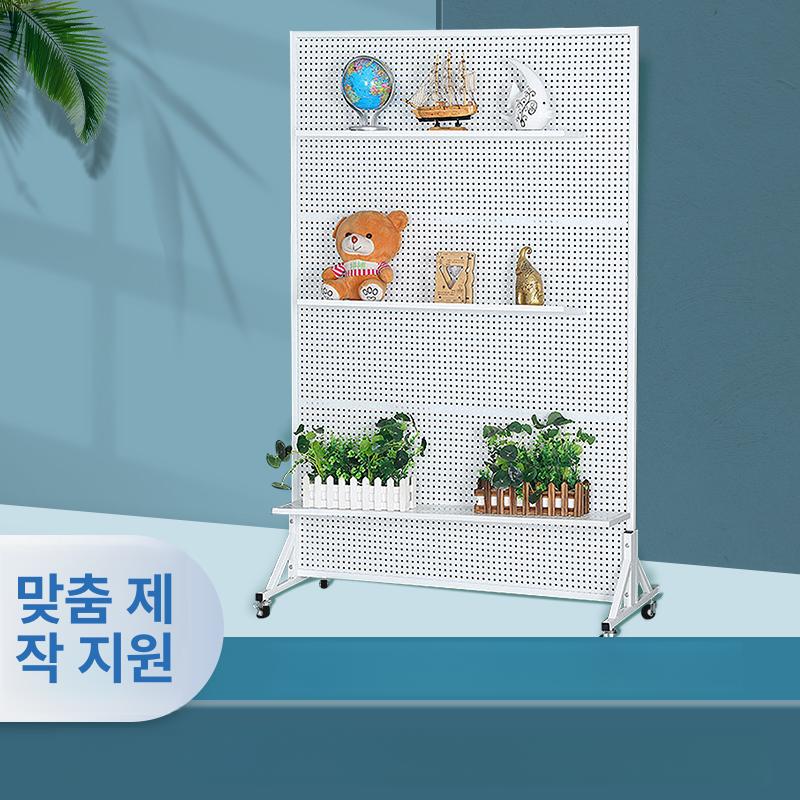 대형 타공판 스탠드 120x180 화이트 판매대 진열대 화이트 50x120 바퀴 후크 포함 20개 - 상세 이미지 2