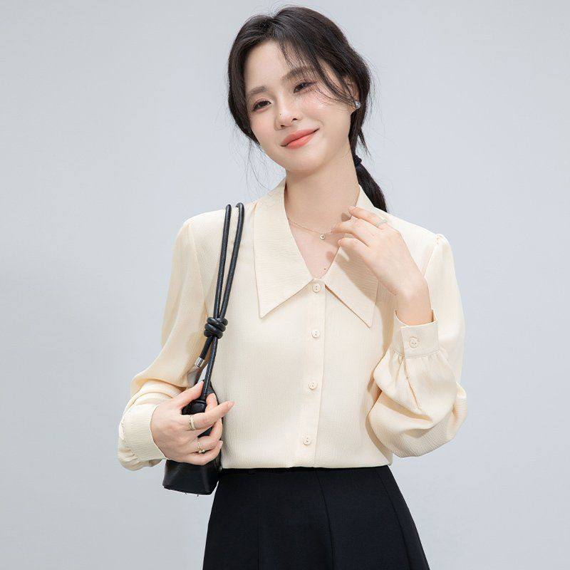 봄 여름 간절기 여성 약간루즈핏 얇은 리본타이 반팔 블라우스 데일리룩 핑크 아이보리 - 상세 이미지 5