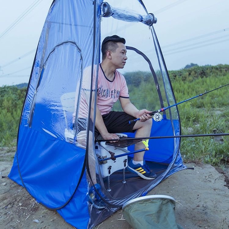 원터치 텐트 1인용 간이 야외 방풍 낚시 투명 쉘터 투명 - 상세 이미지 3