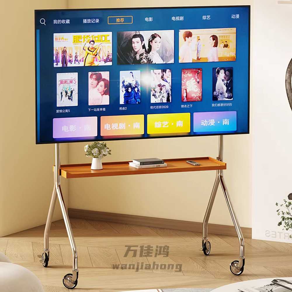 이동식 TV거치대 플로어 가로스크린 사무실 중계기 스테인리스 스틸+크리스탈 휠 이미지 8