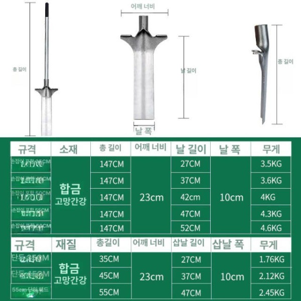 다용도 구덩이 파기 삽 천공용 고추대 심기 농업용 나무 손잡이 포함 35cm 단일 헤드 35cm - 상세 이미지 2