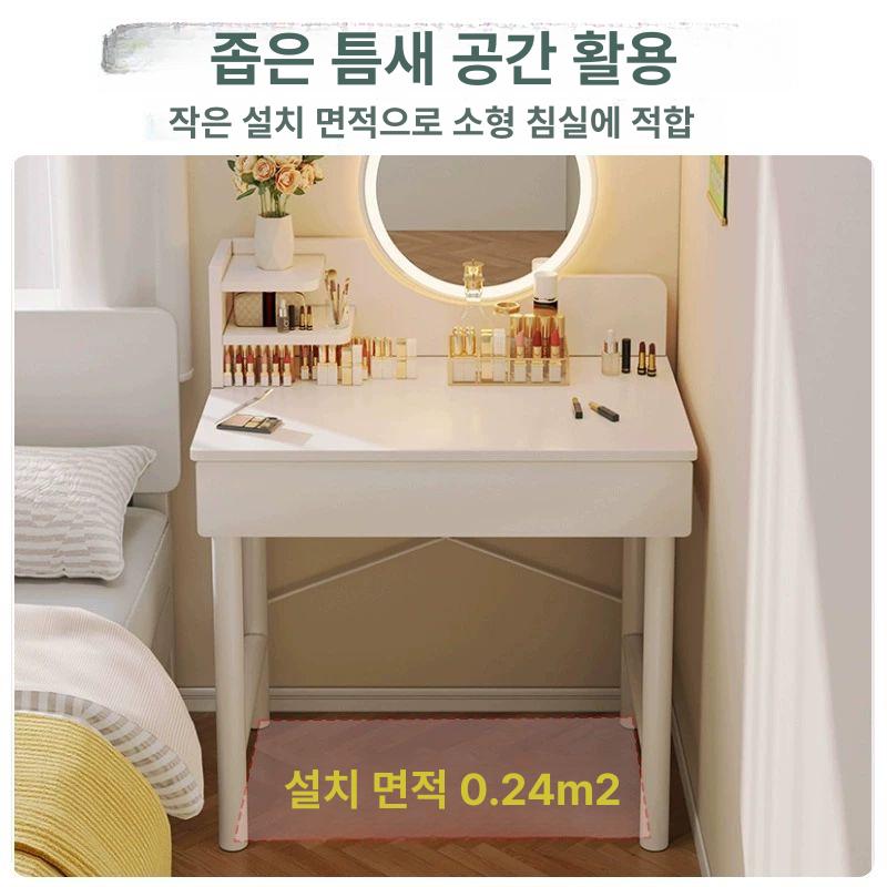 공주 화장대 메이크업 거울 수납 여대생 60cm 싱글 + LED 조명 - 상세 이미지 3