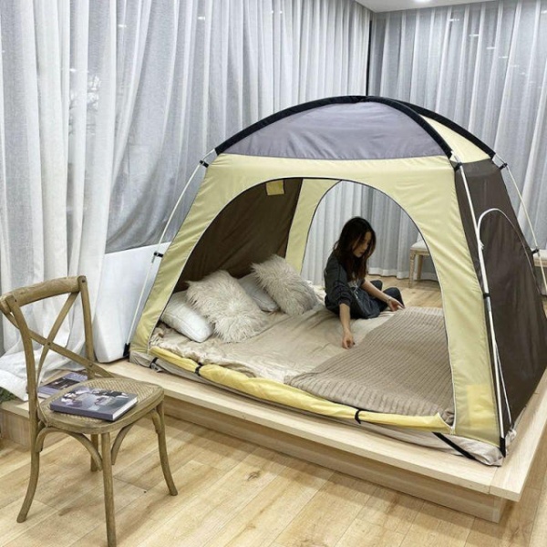 초강력 방풍 난방텐트 실내용 커튼 접이식 기숙사 화이트 모기장 2m x 1.2m 1.2m침대 화이트 모기장 2m x 1.2m 1.2m - 상세 이미지 3
