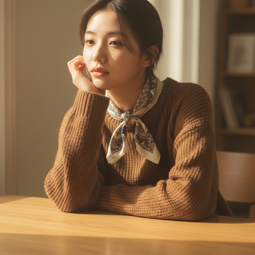 여성 봄 가을 쁘띠 사각 스카프 3개 세트 - 상세 이미지 2