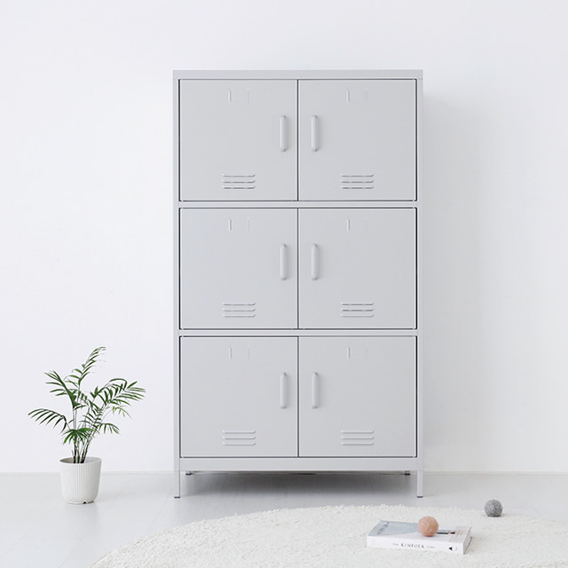MKB 캐비넷 6문 수납장 9131600 913x460x1600mm, 3단, 레드 7017.3024 - 상세 이미지 3