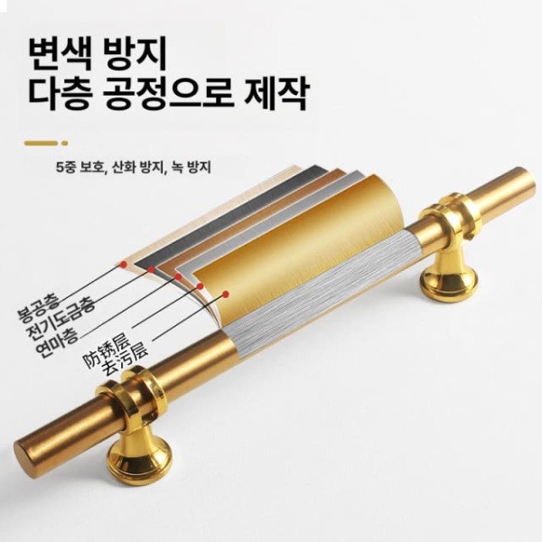 프리미엄 방문 알루미늄 블랙골드 이중잠금 범용형 96홀 150길이 월치형 접이식 방문손잡이 싱글홀 화이트골드 - 상세 이미지 5