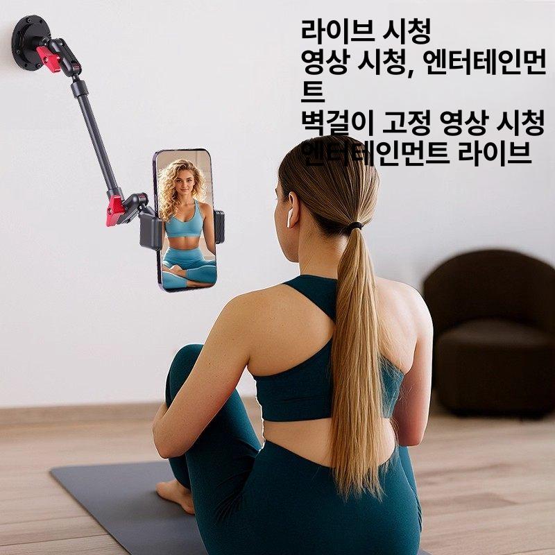 핸드폰 휴대폰 스탠드형 천장 조절 거치대 자바라 각도 암 + 2단 암 + 이중 구멍 휴대폰 클램프 - 상세 이미지 4