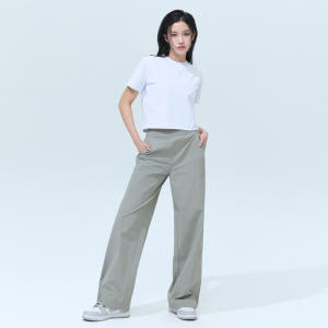 블랙몬스터핏 여성 세미 쿨 스판 와이드 팬츠 편한 트레이닝 밴딩 바지 봄... 착용 후기 | 사이즈/핏 총정리 - 상품 이미지 2