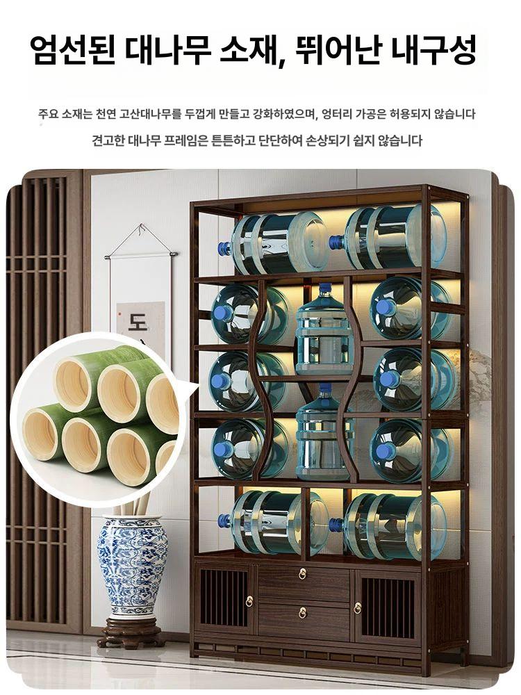 엔틱수석진열장 원목도자기장식장 거실장식선반 트로피진열장 싱글 6단 양문 양서랍 101cm - 상세 이미지 4